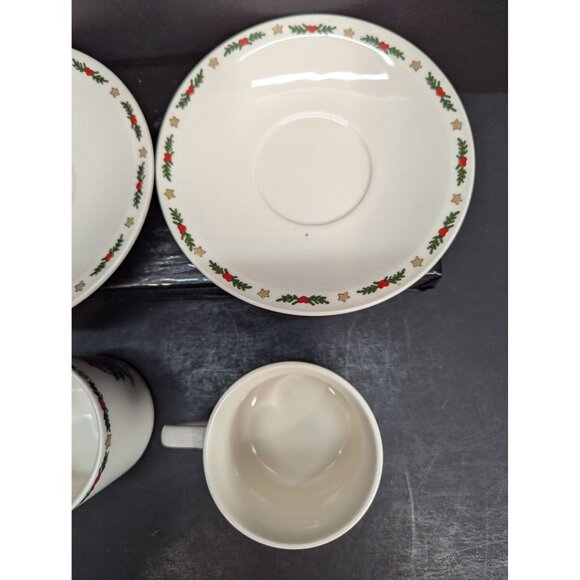 O'Christmas Tree Ten Strawberry Street Ltd Flat Cup and Saucer Set Lot of 2 - Picture 7 of 9